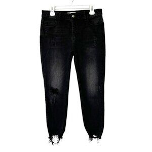 Vervet Frayed Skinny Jeans Womens Size 31 Black High Rise Ankle